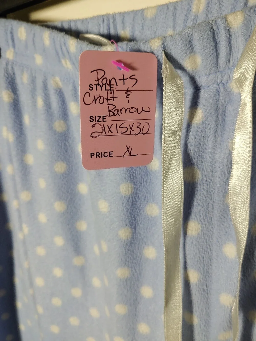 Croft & Barrow XL Periwinkle Polka Dot Long Sleeve Soft Pajama Set